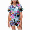 thumbnail image 1 of NIEWTR Girls' Pajamas Kids Toddler Summer Cartoon Print Short Sleeve Shorts Sleepwear Outfits Halloween Pajamas, 1 of 5