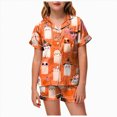 thumbnail image 1 of NIEWTR Girls' Pajamas Kids Toddler Summer Cartoon Print Short Sleeve Shorts Sleepwear Outfits Halloween Pajamas, 1 of 5