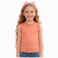 thumbnail image 1 of NIEWTR Girls Ribbed Tank Tops Knit Slim Fit Camisole U Neck Sleeveless Undershirts Summer Basic Tanks Girls Athletic Tops(A-Orange,9-10 Years), 1 of 5