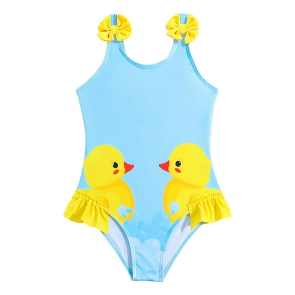 NIEWTR Girls Short Sleeved Swimsuit Comfortable Breathable Swimming Pool Swimsuit Fashionable Cute Sling Swimsuit Swimwear Beach Bathing Suit for Summer Vacation 18-24 Months Sky Blue