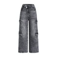 thumbnail image 1 of NIEWTR Girls Size 10-12 High Waist Parachute Pants Casual Straight Streetwear Heart Embroidered Denim Pants Teen Girl Trendy Clothes Baggy Denim Cargo Casual Jeans,10-11 Years, 1 of 6
