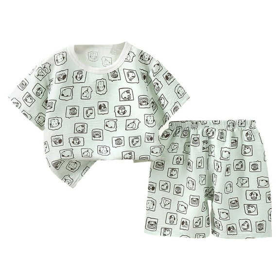 NIEWTR Girls Summer Clothes 2 Piece Tie Dye Clothes for Girls T-Shirt and Shorts Set with Side Pockets 4-10 Years Shorts Set 12-24 Months Green