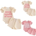 thumbnail image 1 of NIEWTR Girls Summer Clothing Sets 3-6 Months Newborn Baby Girl Summer Short Sleeve Ruffle Romper Shorts Set Infant Girls Outfits, 1 of 5
