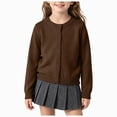 thumbnail image 1 of NIEWTR Girls Sweater Cardigan Uniform Crewneckk Button Knit Fall Kid Jacket Toddler Long Sleeve Crewneck Cardigan Sweaters(A-Brown,9-10 Years), 1 of 8