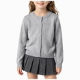 thumbnail image 1 of NIEWTR Girls Sweater Cardigan Uniform Crewneckk Button Knit Fall Kid Jacket Toddler Long Sleeve Crewneck Cardigan Sweaters(A-Grey,6-12 Months), 1 of 8