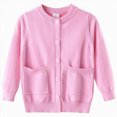 thumbnail image 1 of NIEWTR Girls Sweaters,Cardigan for Girls,Girls Flower Print Sweater Toddler Knit Cardigan Kids Long Sleeve Cardigan Infant Crewneck Coat Fall Winter(A-Pink,3-4 Years), 1 of 7