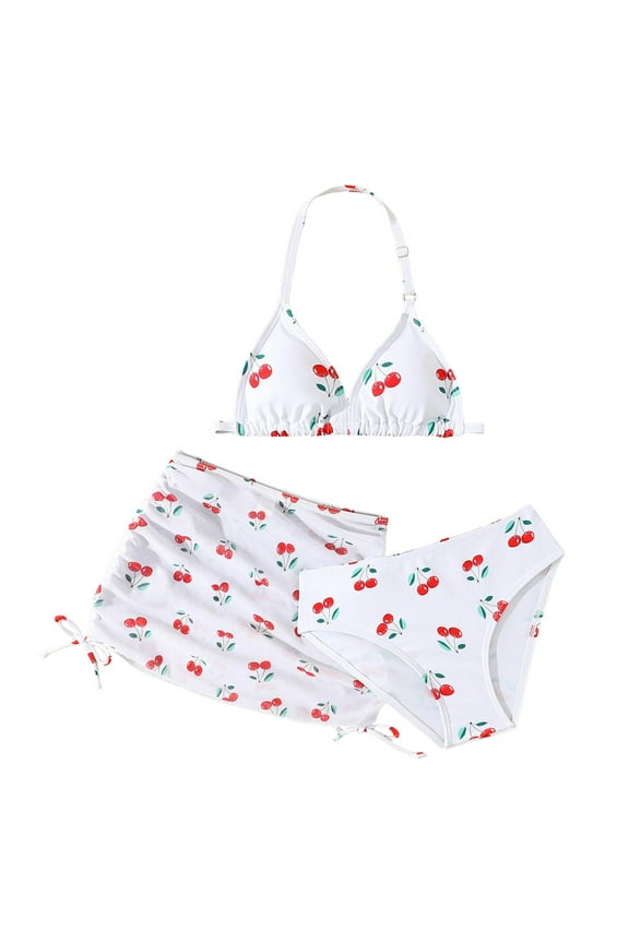 Girls Swimsuit Adjustable String Strap High Waist Bikini 2 Piece Girls' Swimwear Set Teen Girl Bathing Suits Size 9-16 Summer Vacation Swimwear 4-5 Years,Red