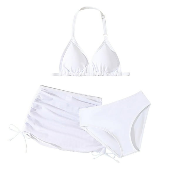 NIEWTR Girls Swimsuit Long Sleeve Shorts Set Fashion Beach Printed Girls Swimsuit Swimwear Beach Bathing Suit for Summer Vacation 10-11 Years White