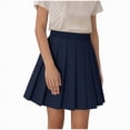 thumbnail image 1 of NIEWTR Girls Uniform Pleated Skirt Elastic Waist Plaid A-line Skirts Tennis Sport Casual Dress Outerwear for Girl 3-14 Years(A01-Navy,14-15 Years), 1 of 9