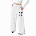 thumbnail image 1 of NIEWTR Girls Wide Leg Casual Joggers Loose Fit Lounge Sweatpants Elastic Waist Drawstring with Pockets Comfortable Spring Pants（A01-White,7-8 Years), 1 of 4
