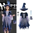 thumbnail image 1 of NIEWTR Kids Girls Witch Long Sleeves Dress Trick-Or-Treating Witches Dress Up Set(6-7 Years ,A08-Blue), 1 of 7