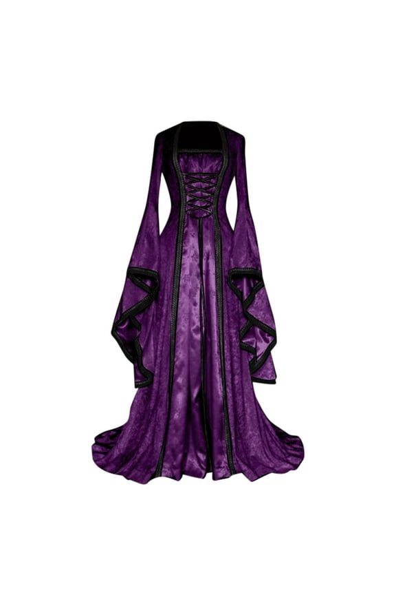 Gothic Court Dress for Women, Retro Lace Fluffy Princess Dress Christmas Rococo Masquerade Dress(S,Purple)