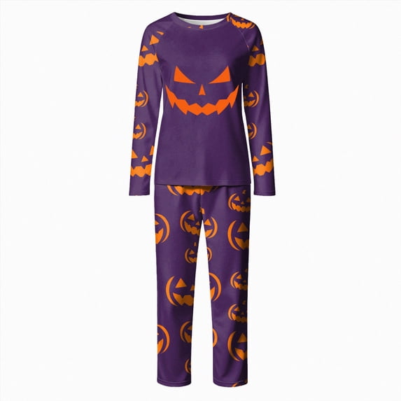 NIEWTR Halloween Pajamas for women Family Matching Pajamas Sleepwear Pjs Sets Long Sleeve Tops Matching Pajamas Pants Funny Jammies Print Comfort Sleepwear