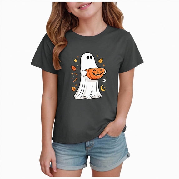 NIEWTR Halloween Shirts For Kids Pumpkin Graphic Tees Boys Girls Halloween T Shirts Summer Short Sleeve Tee Tops 2t 3t 4t 5t(9-10 Years)
