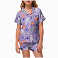 thumbnail image 1 of NIEWTR Halloween Short Sleeve Pajamas Set For Kids Girls Pumpkin Ghost Print Collared Tops and Shorts Pjs Set Breathable Relax Fit Kids Halloween 2 Pieces Nightwear, 1 of 5