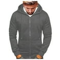 thumbnail image 1 of NIEWTR Hoodie Jacket - Men's Solid Color Cotton Lightweight Zip Up Hoodie Pullover Jacket Coats Mens Lightweight Athletic Hoodies Pullover(Z08-Dark Gray,XXL), 1 of 8
