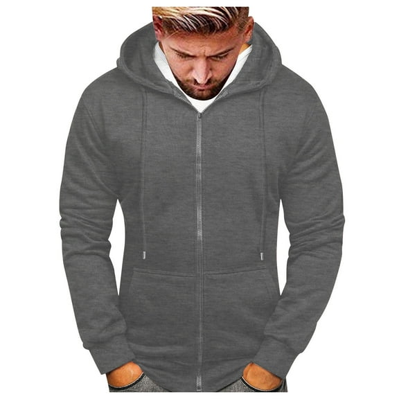 NIEWTR Hoodie Jacket - Men's Solid Color Cotton Lightweight Zip Up Hoodie Pullover Jacket Coats Mens Lightweight Athletic Hoodies Pullover(Z08-Dark Gray,XXL)