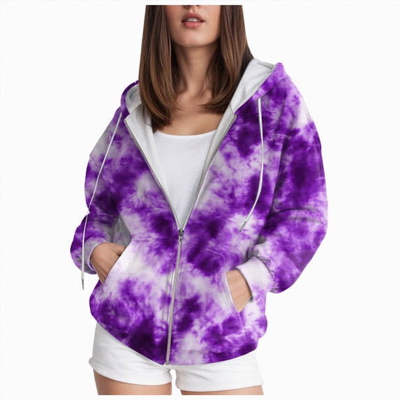 NIEWTR Hoodies for Women Sweatshirt Zip Up Hoodie Fall Fashion Trendy Long Sleeve Jackets Winter Clothing Outfits(A-Purple,M)