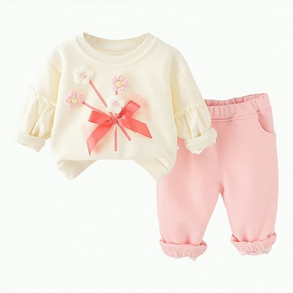 NIEWTR Baby Boy Autumn Winter Clothes Set 0 6 12 18 24 Months 2T 3T Print Long Sleeve Crew Neck T-Shirts and Elastic Waist 2Pcs Outfits 12-18 Months Toddler Pullover, 2-3 Years