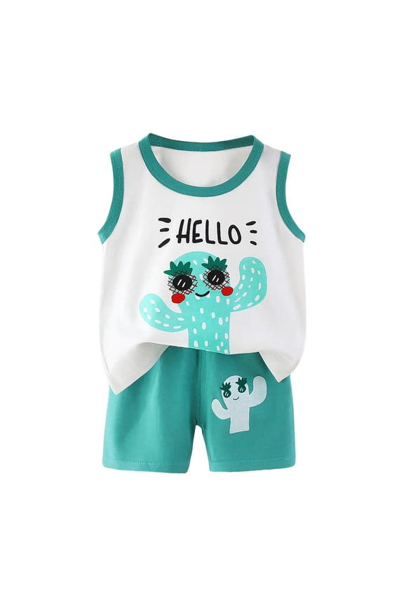 Toddler Baby Boy Girls Summer Outfit Round Neck Short Sleeve Smocked T-shirt Elastic waist Casual Shorts 2Pcs For 2t 3t 4t 5t 6t Children's Day Gift 2PCS Set ,18-24 Months