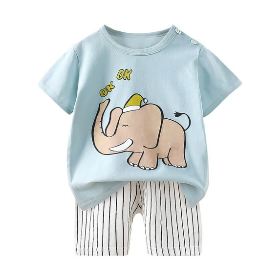 NIEWTR Infant Baby Boy Summer Set Short Sleeve Crew Neck T-Shirts and Elastic Waist Shorts 2Pcs Outfits Summer Pjs Pajamas & Dailywear Set 12-18 Months,Khaki
