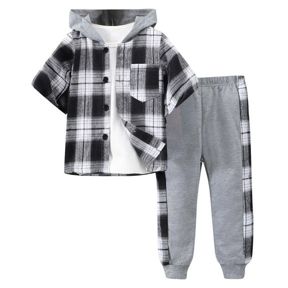 NIEWTR Infant Baby Boy Summer Set Short Sleeve Crew Neck T-Shirts and Elastic Waist Shorts 2Pcs Outfits Set Pajamas & Dailywear Set 4-5 Years,Grey