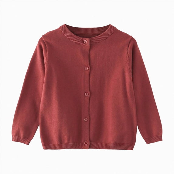 NIEWTR Infant Baby Cardigan Sweater Knitted Button Down Toddler Kids Sweatshirt for Spring Kids Fall Clothes Girls Cardigan Sweater(A-Brick Red,6-12 Months)