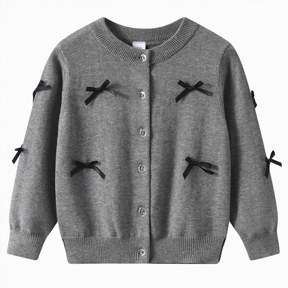 NIEWTR Infant Baby Girl Cardigan Button Down Knit Fall Sweatshirt Toddler Lightweight Sweater Cardigan for Baby Girl(A-Dark Gray,11-12 Years)
