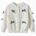 thumbnail image 1 of NIEWTR Infant Baby Girl Cardigan Button Down Knit Fall Sweatshirt Toddler Lightweight Sweater Cardigan for Baby Girl(A-White,5-6 Years), 1 of 5
