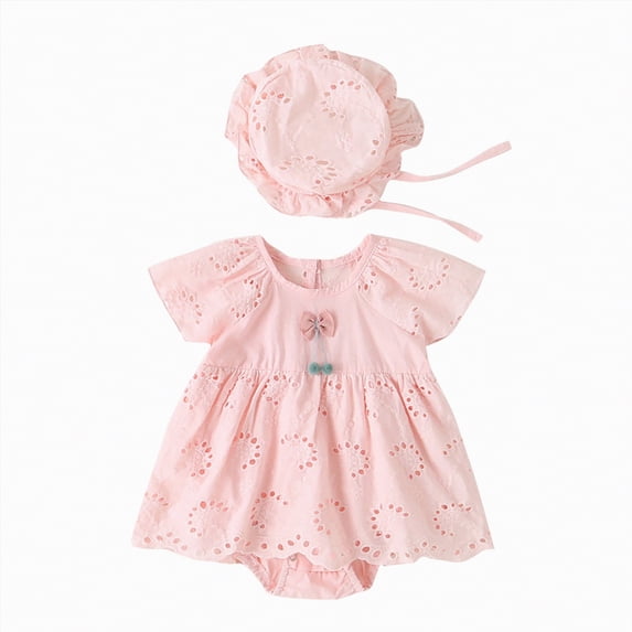 NIEWTR Infant Baby Girl Floral Layered Sleeveless Dress Flowy Soft Sundress for Summer With Headband(Pink,6-12 Months)