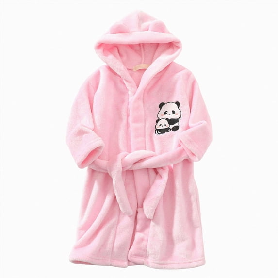 NIEWTR Infant Robe 1-14 Years Boys Girls Cartoon Home Clothes Bathrobe Warm Pajamas Flannel Hooded Robe Baby Flannel Hoodie Pajamas Sleepwear Fall Winter Loungewear(B-Light Pink,11-12 Years)
