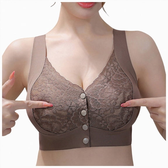NIEWTR Jelly Front Closure Bras for Women Wireless No Underwire Comfort Convenient Seamless Supportive Mastectomy Bralettes(Coffee,XL)