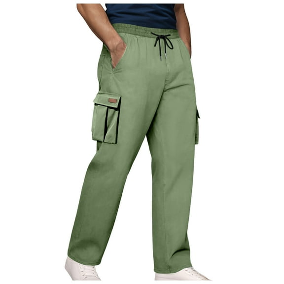 NIEWTR Joggers Pants Man Pants Casual Jogging Sports Elastic with Pockets Men's Pants Drawstring Cargo Pants (Green,L)