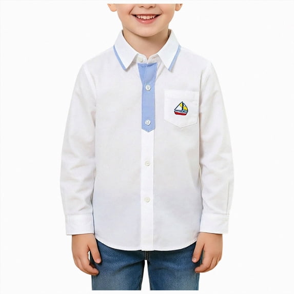 NIEWTR Kid's Long Sleeved Pure Cotton Shirt Simple and Versatile and Suitable for Boys in Spring and Fall