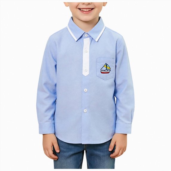 NIEWTR Kid's Long Sleeved Pure Cotton Shirt Simple and Versatile and Suitable for Boys in Spring and Fall