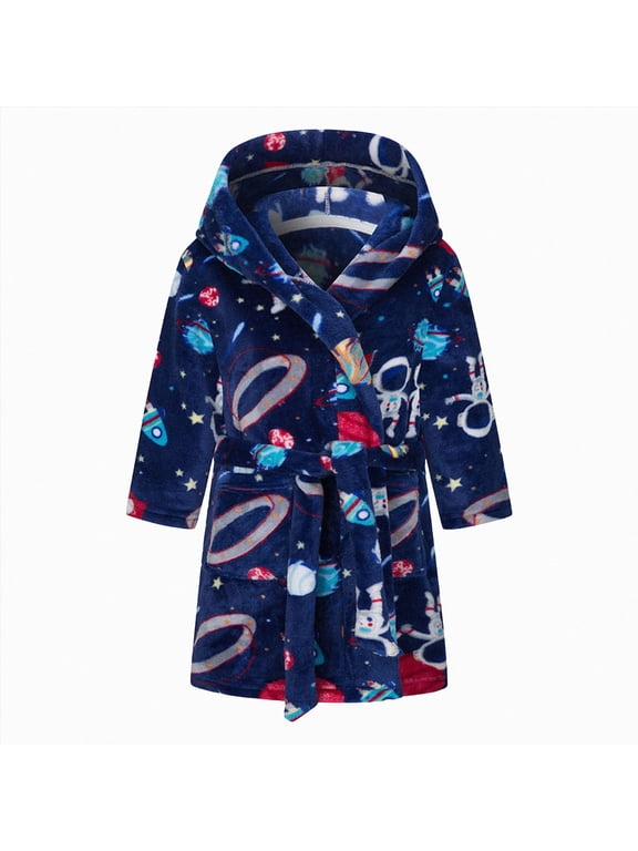 Kid's Robe Girls Boys Bathrobe Hooded Pajamas Toddler Robes Unisex Dressing Gown Children Bath Robe 3T 4T 5T 6T 7T 8T(11-12 Years)