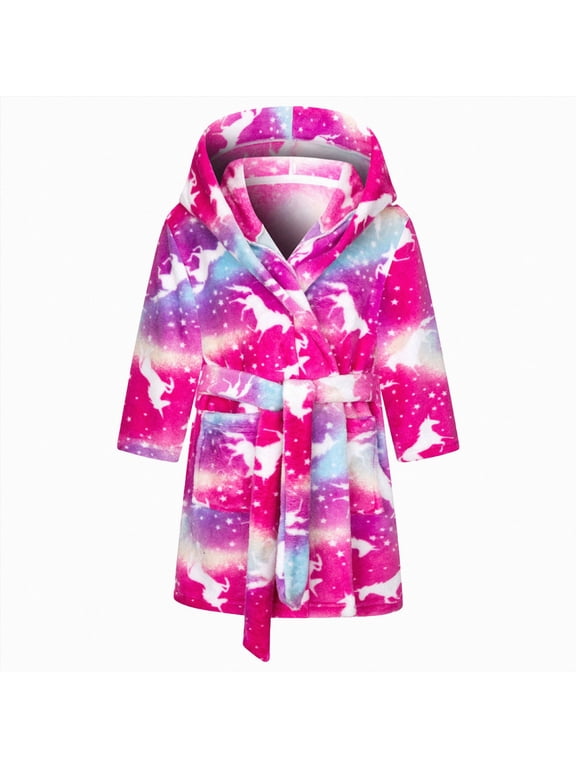 Kid's Robe Girls Boys Bathrobe Hooded Pajamas Toddler Robes Unisex Dressing Gown Children Bath Robe 3T 4T 5T 6T 7T 8T(7-8 Years)
