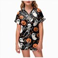 thumbnail image 1 of NIEWTR Kids 2 Piece Outfits Girls Cute Halloween Pajamas Button Down Short Sleeve Shirt Shorts Pjs Cute Everyday Sleepwear, 1 of 5