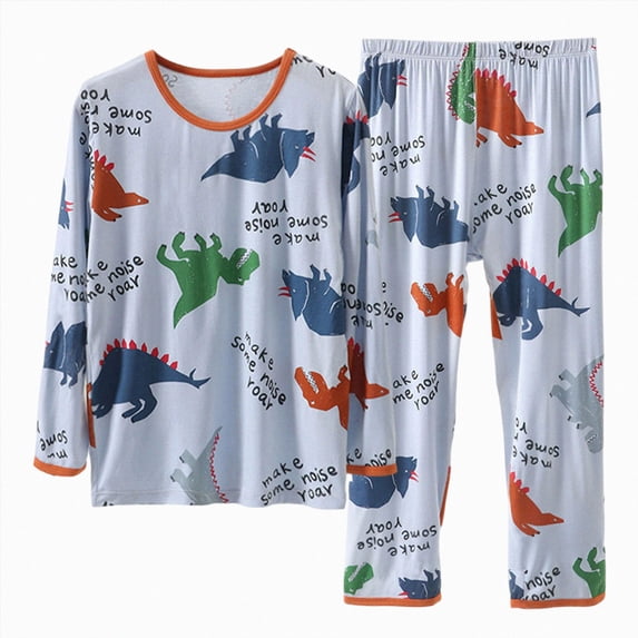 NIEWTR Kids 2-Piece Outfits Toddler Pajamas Set Features Long Sleeve Crewneck Tee & Pull-on Long Pants Breathable Lightweight for 3T-6T Loungewear(A-Light Blue,3-4 Years)
