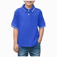 thumbnail image 1 of NIEWTR Kids Athletic Golf Shirt Boys Polo Shirt Short Sleeve School Uniform Cotton Pique Knit Collared Top Button Closure Soft Durable(A-Blue,5-6 Years), 1 of 4