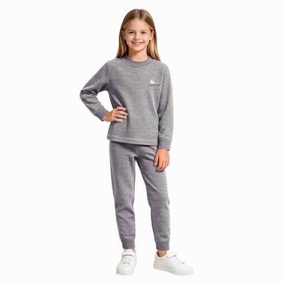 NIEWTR Kids Baby Long Sleeve Set 2PC Soft Crewneck Tee and Pull-on Long Pants Cozy Pajamas for 6-24 Months 2T-4T 2-Piece Set(A-Grey,3-4 Years)