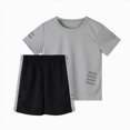 thumbnail image 1 of NIEWTR Kids Boys Summer Vacation Set 2 Piece Short Sleeve Lightweight Tee and Breathable Shorts Casual Outfit for Toddler Outdoor Fun(A-Grey,10-11 Years), 1 of 5