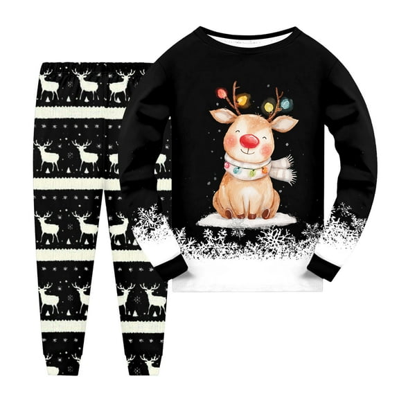 NIEWTR Kids Christmas Pajamas Cotton Long Sleeve Matching Holiday Pjs Set Toddler Boys Girls Xmas Jammies Xmas Set (3-4 Years,Black)