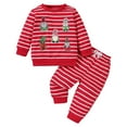 thumbnail image 1 of NIEWTR Kids Christmas Pajamas Toddler Girl Santa Feather Trim Button Tops Pants Girls Bow Sleepwear Silk Satin Pjs Set Christmas Sets (2-3 Years,Red), 1 of 6