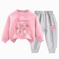 thumbnail image 1 of NIEWTR Kids Clothes Girls Comfortable and Warm Set Cute Cartoon Print Long Sleeved Sweatsuit+Jogging Sweatpants Casual Two Piece Children Gift Set, 1 of 4