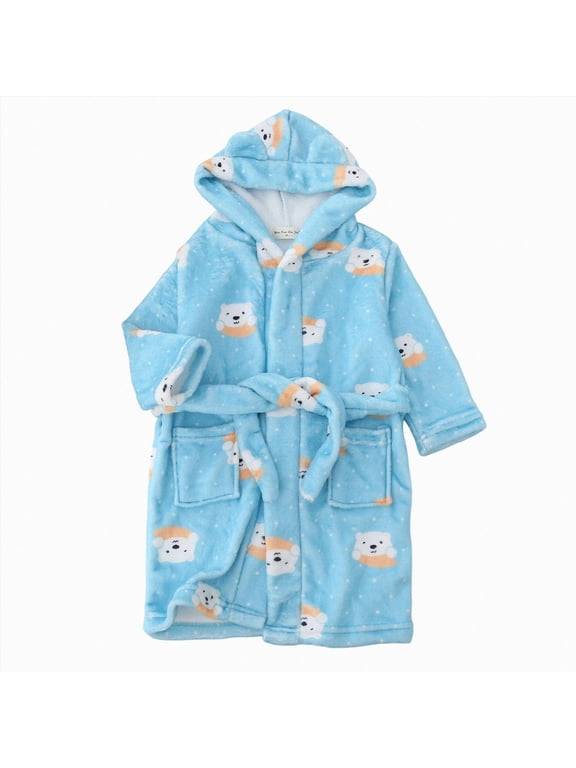 Kids Clothes Hooded Bathrobe Girls Soft Plush Hooded Flannel Pajamas Sleepwear Boys Spa Robe 2T 3T 4T 5T 6T 7T 8T(7-9 Years)