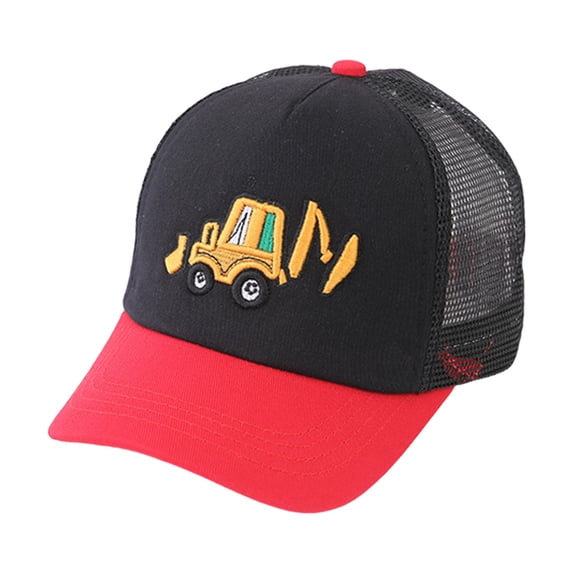NIEWTR Kids Cute Fire Truck Embroidered Baseball Caps Boys Girls Adjustable Hat Washed Baseball Hats for Outdoors(Black,One Size)