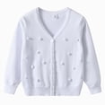 thumbnail image 1 of NIEWTR Kids Fall Clothes Girls Cardigan Sweater 2t 3t 4t 5t 6t 7t Baby Girls' and Toddler Long Sleeve Cardigan(A-White,4-5 Years), 1 of 7
