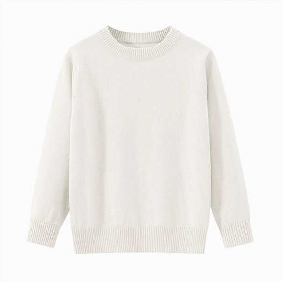 NIEWTR Kids Fall Winter Clothing Crewneck Pullover Long Sleeve Pattern Print Knitted Sweater Autumn Winter Toddler Solid Color Base Sweater Top Casual Wear 3-15T(A-White,2-3 Years)