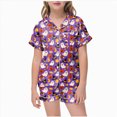 thumbnail image 1 of NIEWTR Kids Girls Short Sleeve Pajamas Set Halloween Pumpkin Ghost Print Collared Tops and Shorts Pjs Set Soft Comfortable Kids Halloween 2 Pieces Loungewear, 1 of 5